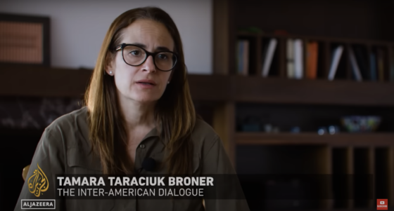 Screenshot of Tamara Taraciuk in Al Jazeera's interview